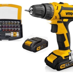 Perceuse Visseuse 14.4V Sans Fil 2 Batteries 2Ah LED Éclairage VITO