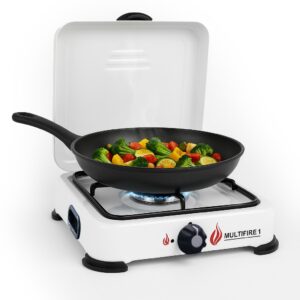 Réchaud à gaz 1 feu 1500W Brûleur fonte amovible Blanc émaillé INTEC GOLD