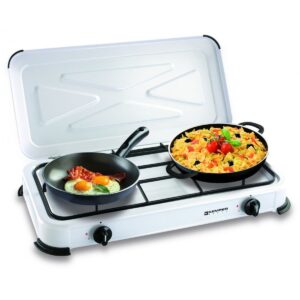 Plaque de cuisson gaz Réchaud portable 2 feux 2,6 kW inox grille amovible KEMPER