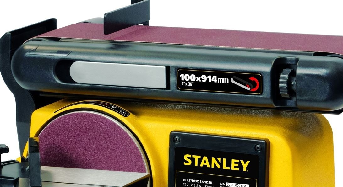 Ponceuse à bande d'établi 370W Vitesse 2850 tr/min Base en fonte robuste STANLEY – Image 4