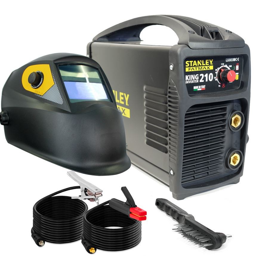 Poste à souder Inverter KING210 200A MMA Facteur de marche 100% Cagoule LCD Din 9/13 STANLEY FATMAX