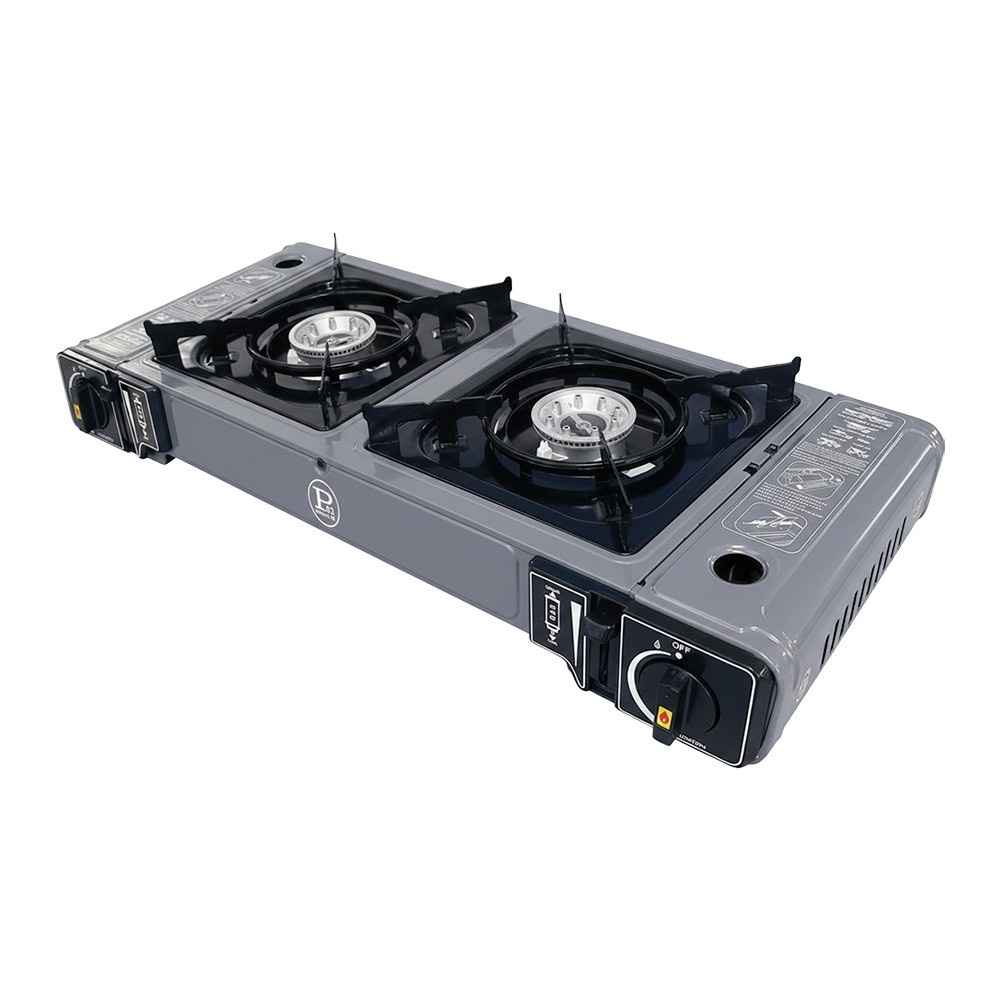 Réchaud à Gaz 2 Feux 3800W + 4 cartouches Butane - Surface de cuisson 21 x 21 cm - Allumage Piezo - INTEC – Image 8