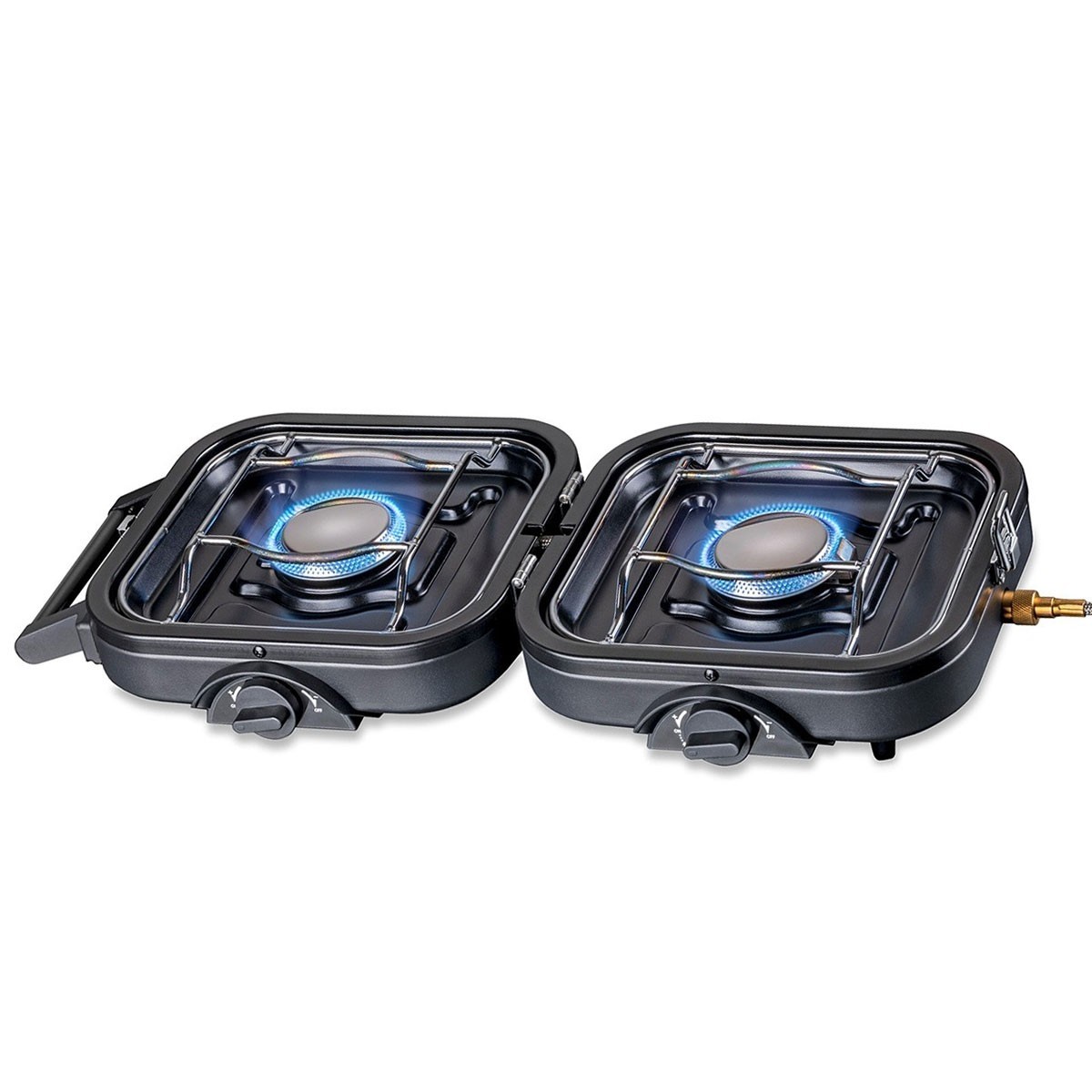 Réchaud gaz 2 feux 4600W Pliable Inox Allumage Piezo + 4 Cartouches de gaz KEMPER – Image 3