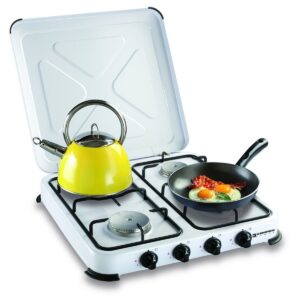 [Reconditionné] Plaque de cuisson gaz portable 4 feux - 465 kW - Brûleurs inox - Couvercle amovible KEMPER