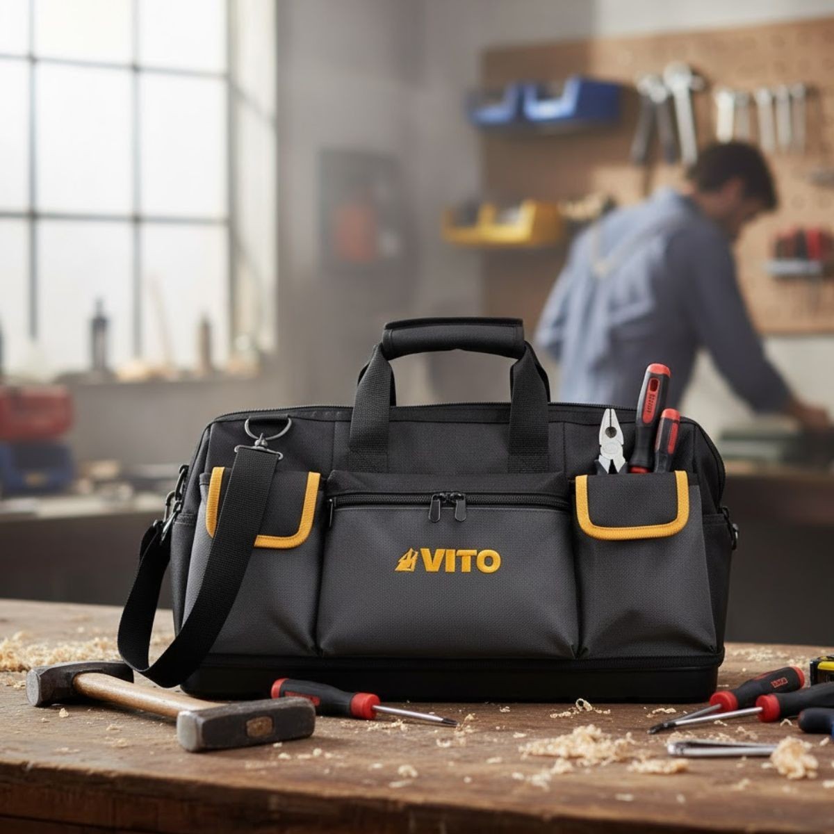 Sac à outils 35L 8 poches 17 compartiments fond étanche charge 25Kg VITO – Image 4