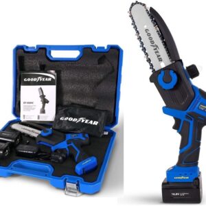 Mini Tronçonneuse sans fil 168V 450W 7000 tr/min Guide 6'' 2 batteries 4Ah GOODYEAR