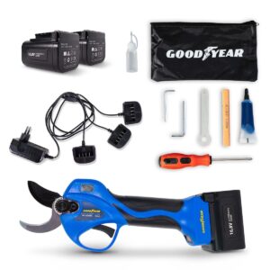 Sécateur Électrique Professionnel 840W 16.8V Brushless Ø Coupe 25-32 mm 2 Batteries Lithium 2Ah GOODYEAR