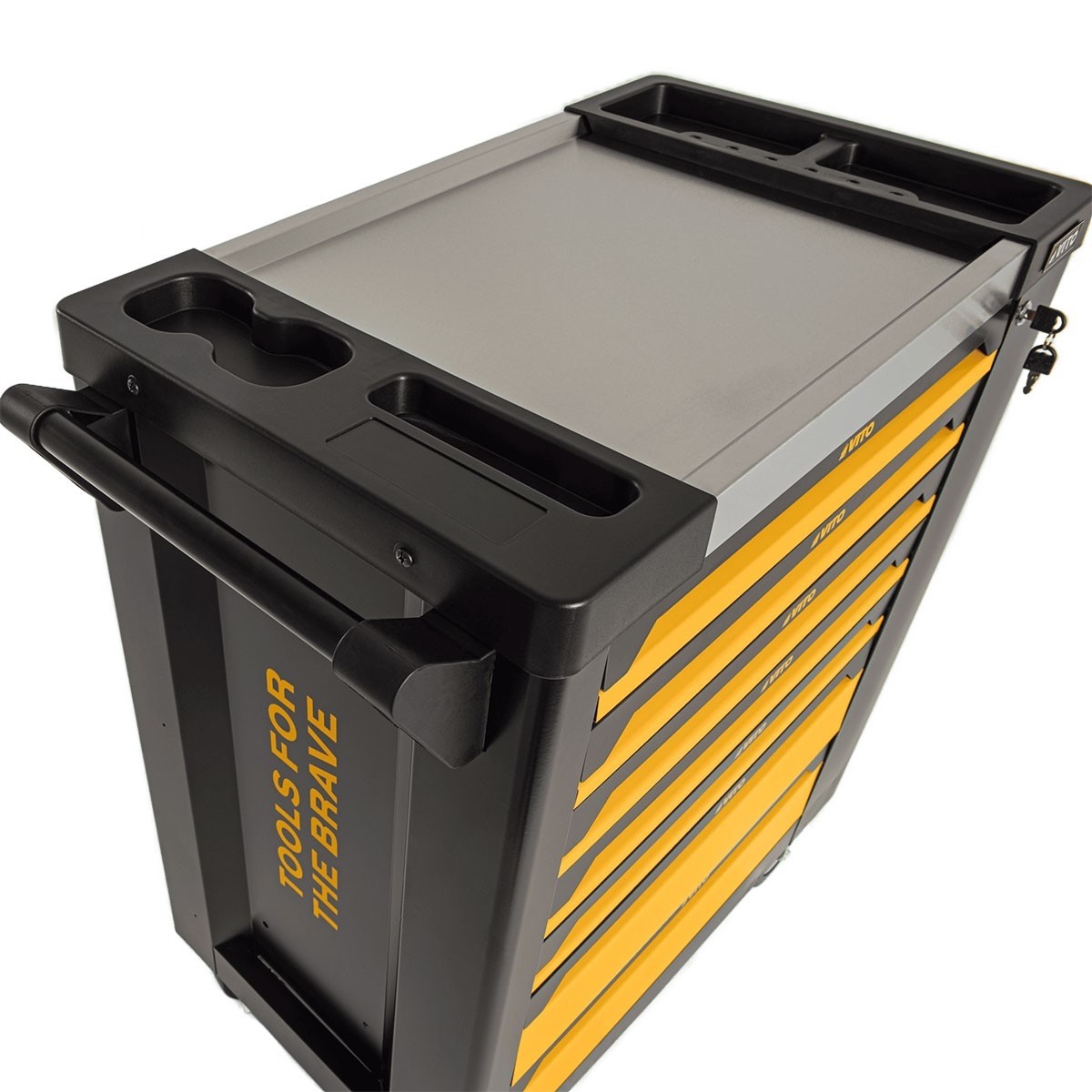 Servante d'atelier 7 tiroirs 221 pièces Porte latérale 4 Roues Serrure à clé VITO – Image 5