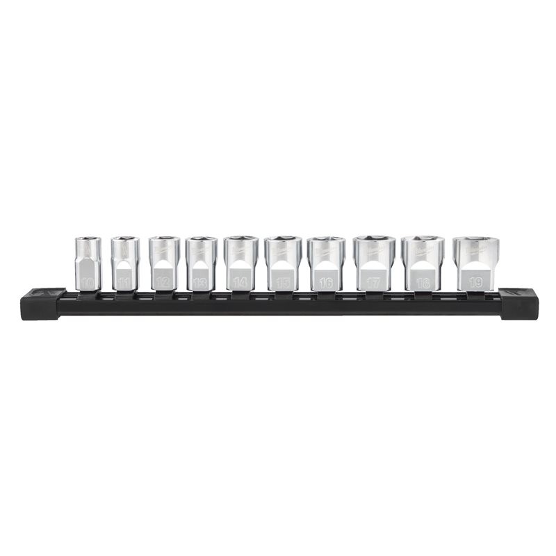 Set de 10 douilles 6 pans 3/8" finition en chrome - Milwaukee 4932492507