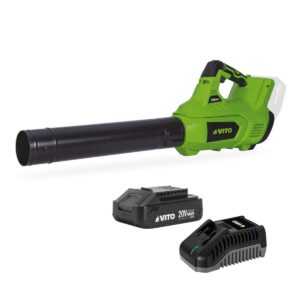 Souffleur de Feuilles Sans Fil 20V + Batterie lithium 2.0Ah + Chargeur rapide 2 Vitesses Nettoyage Terrasse Allée Jardin - VITO