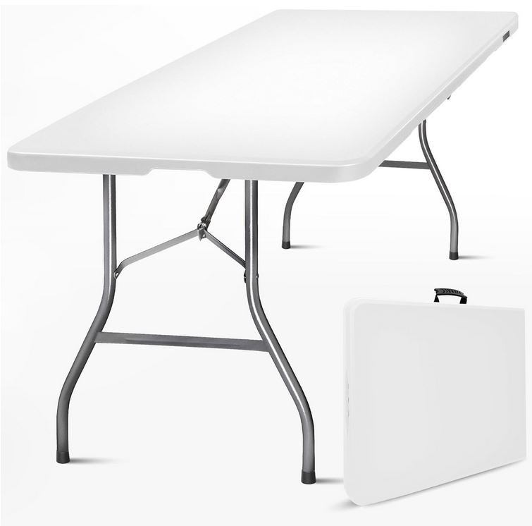 Table de jardin pliante 8 places 180 x 74 x 74cm blanche Table pliante Exterieur intérieur Polypropylène robuste KZ GARDEN – Image 2