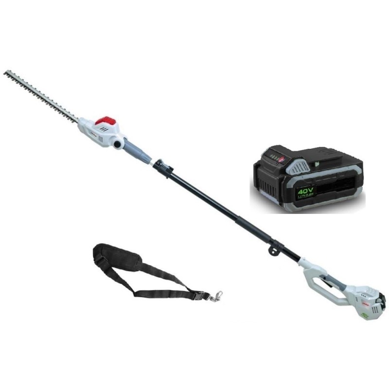 Taille-haie télescopique 40V Batterie lithium 2.5Ah Lames acier 48cm Manche fibre verre et aluminium IKRA