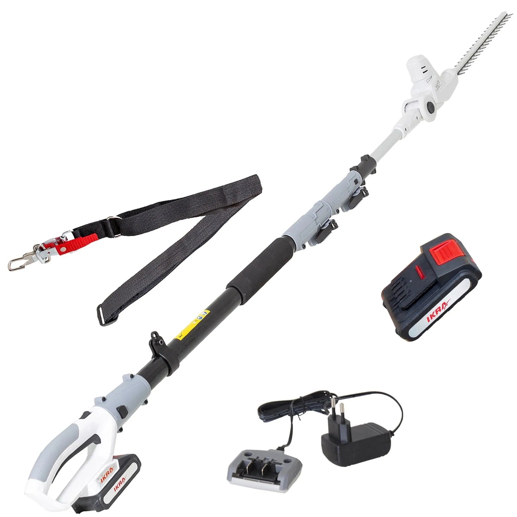 Taille-haie télescopique sans fil 20V Lame 40cm Autonomie 55min Perche 4m IKRA